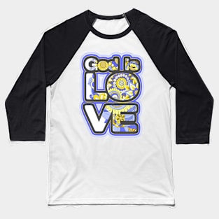 God is Love Blue Floral Baseball T-Shirt